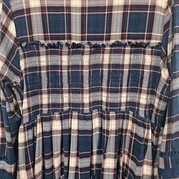 Torrid Pink Blue Plaid Babydoll Tunic Size 3 - Picture 4 of 8